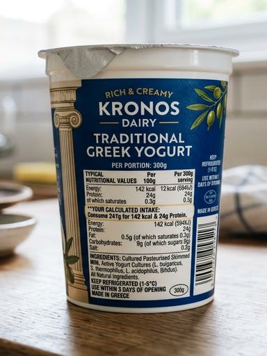 A photo of a nutrition label